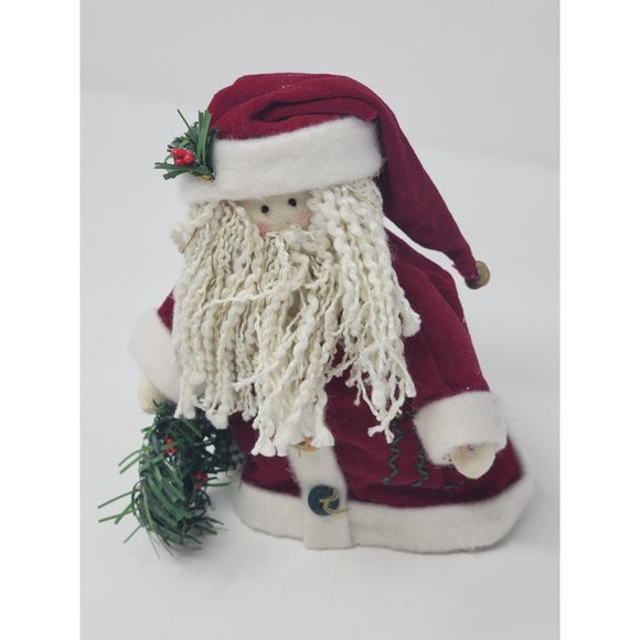 Christmas Free Standing Santa Holding Wreath With Little Metal Bell‎ On His Hat - Picture 1 of 14